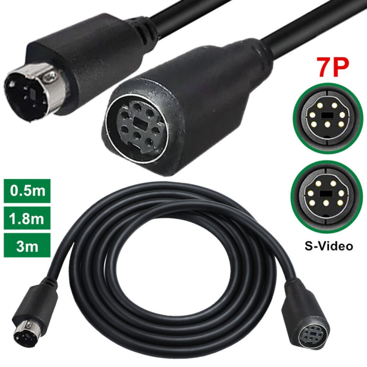 Mini DIN 7 Pin Core Audio / Video Cable, Length:3m