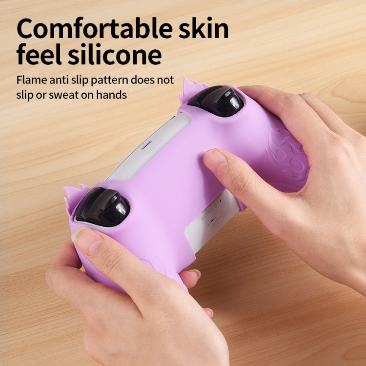 For Sony PS5 Flame Silicone Gamepad Protective Case
