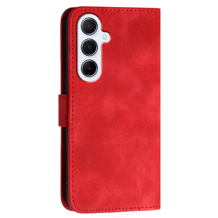 For Samsung Galaxy A26 5G Grid Butterfly Embossed Pattern Leather Phone Case with Lanyard