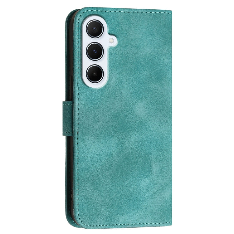 For Samsung Galaxy A26 5G Grid Butterfly Embossed Pattern Leather Phone Case with Lanyard