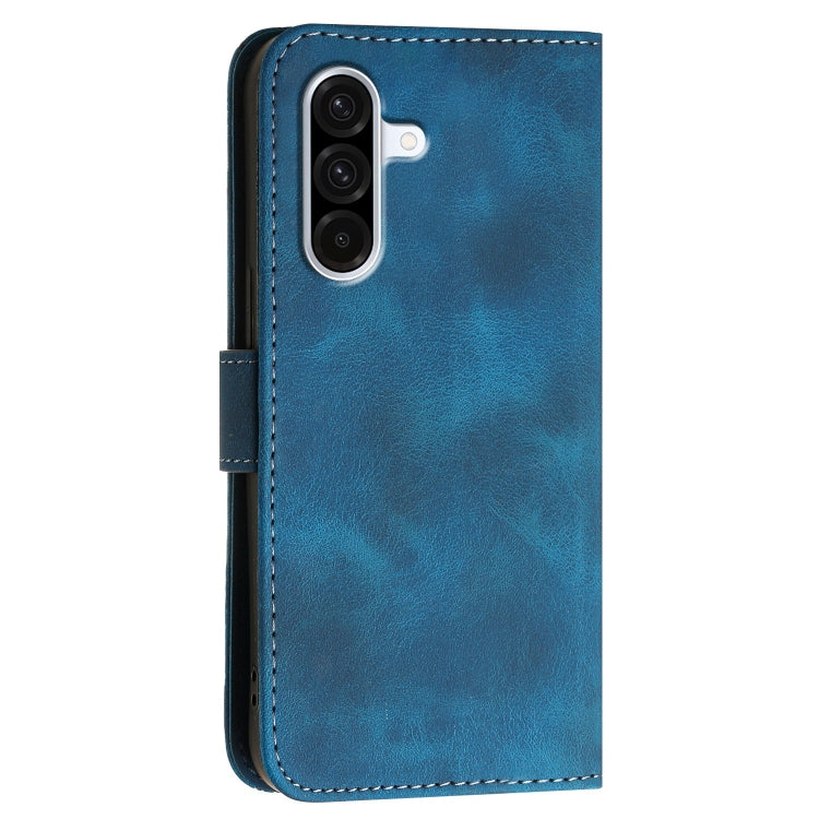 For Samsung Galaxy A36 5G Grid Butterfly Embossed Pattern Leather Phone Case with Lanyard