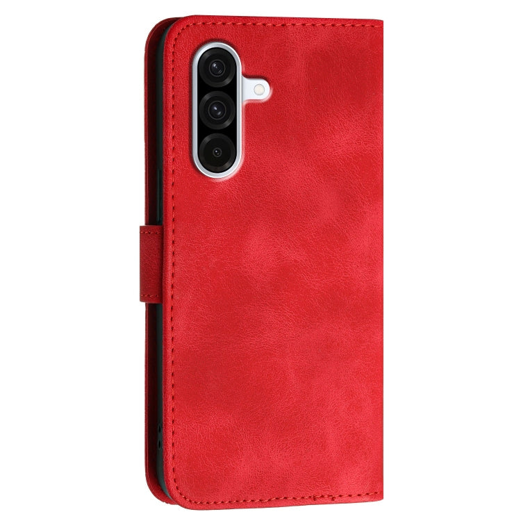 For Samsung Galaxy A36 5G Grid Butterfly Embossed Pattern Leather Phone Case with Lanyard