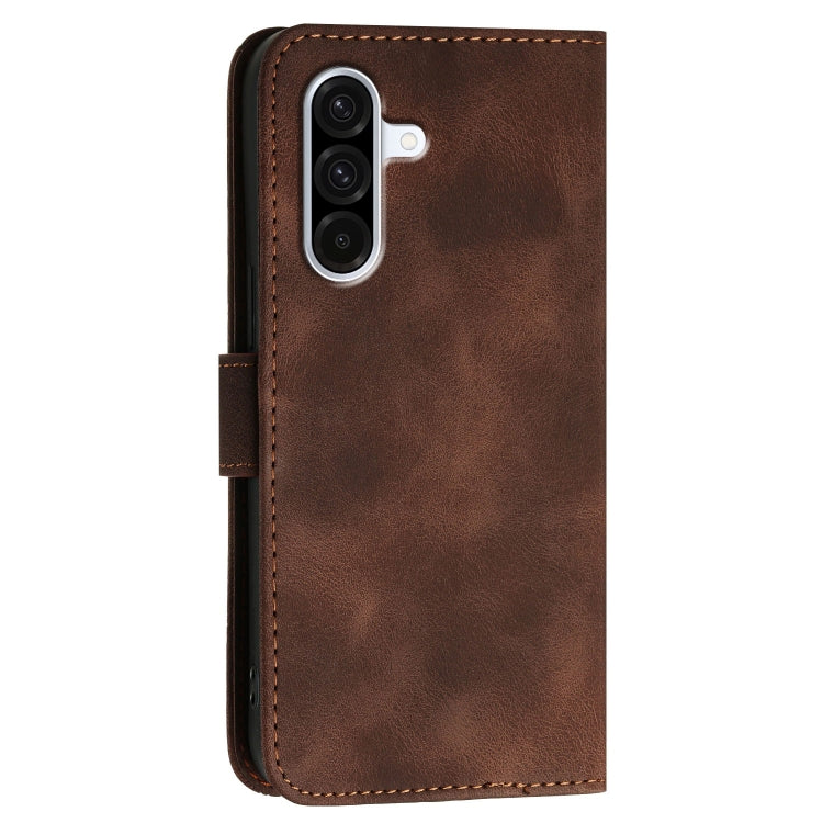 For Samsung Galaxy A36 5G Grid Butterfly Embossed Pattern Leather Phone Case with Lanyard