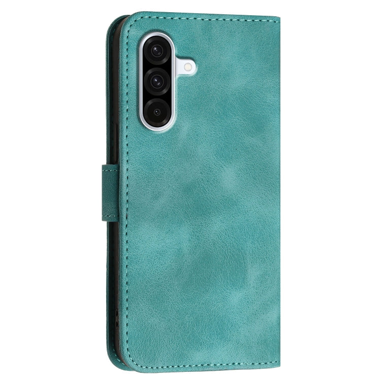 For Samsung Galaxy A36 5G Grid Butterfly Embossed Pattern Leather Phone Case with Lanyard