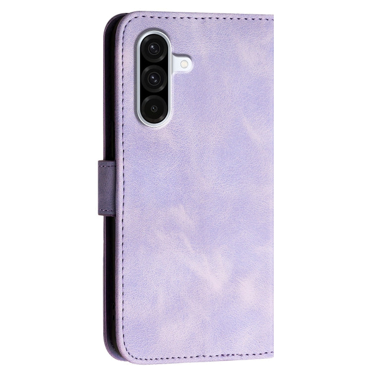 For Samsung Galaxy A36 5G Grid Butterfly Embossed Pattern Leather Phone Case with Lanyard