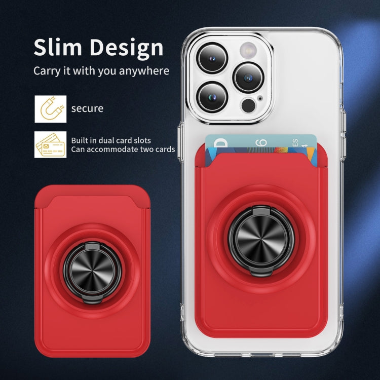 Skin Feel PC Magnetic Card Bag with 360-degree Rotating Holder