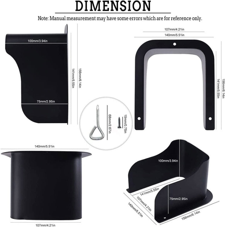 FS-2309 Outdoor Rainproof Cover for Video Doorbell Metal Wind and Sun Protection Box - Black