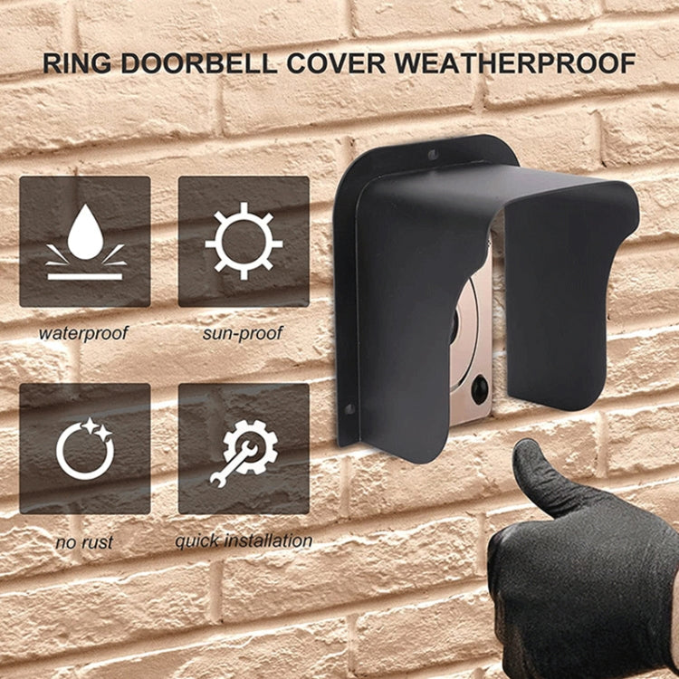 FS-2309 Outdoor Rainproof Cover for Video Doorbell Metal Wind and Sun Protection Box - Black