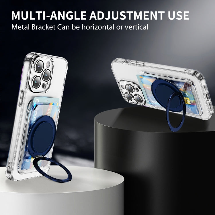 Transparent PC Magnetic Card Bag with 360 Degree Rotating Ring Holder