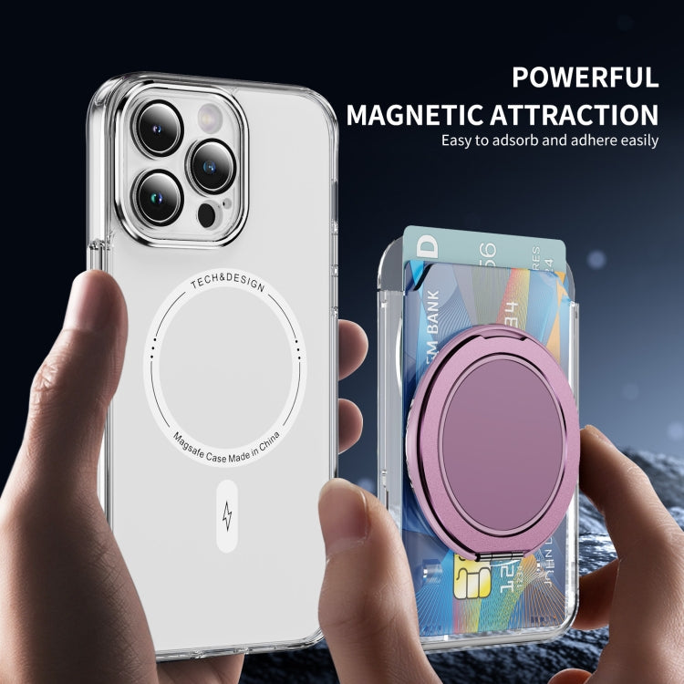 Transparent PC Magnetic Card Bag with 360 Degree Rotating Ring Holder