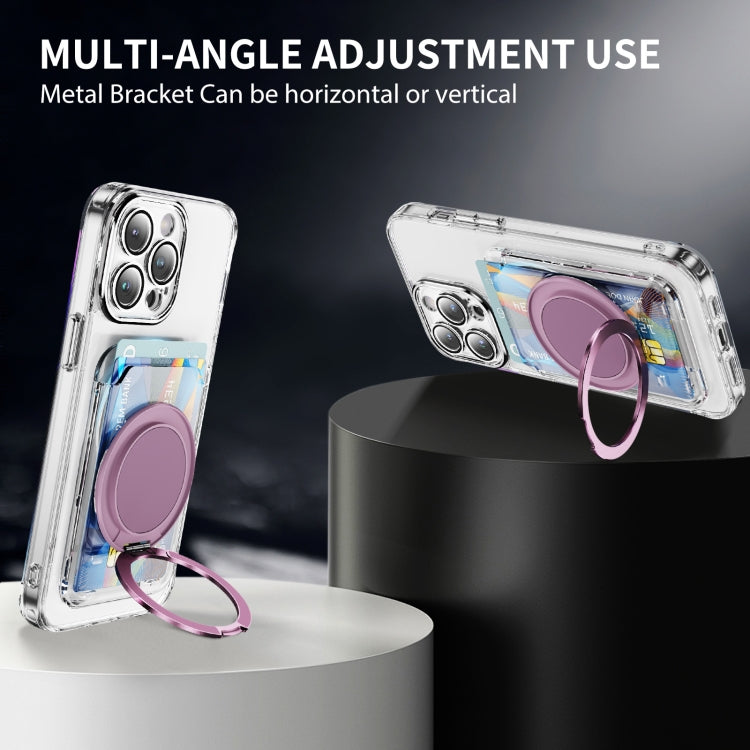 Transparent PC Magnetic Card Bag with 360 Degree Rotating Ring Holder