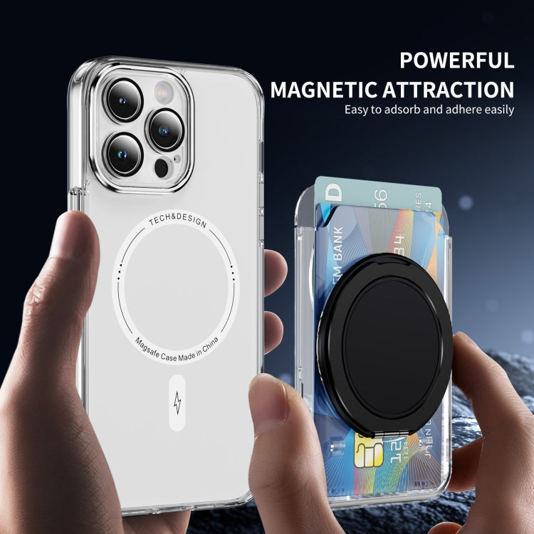 Transparent PC Magnetic Card Bag with 360 Degree Rotating Ring Holder