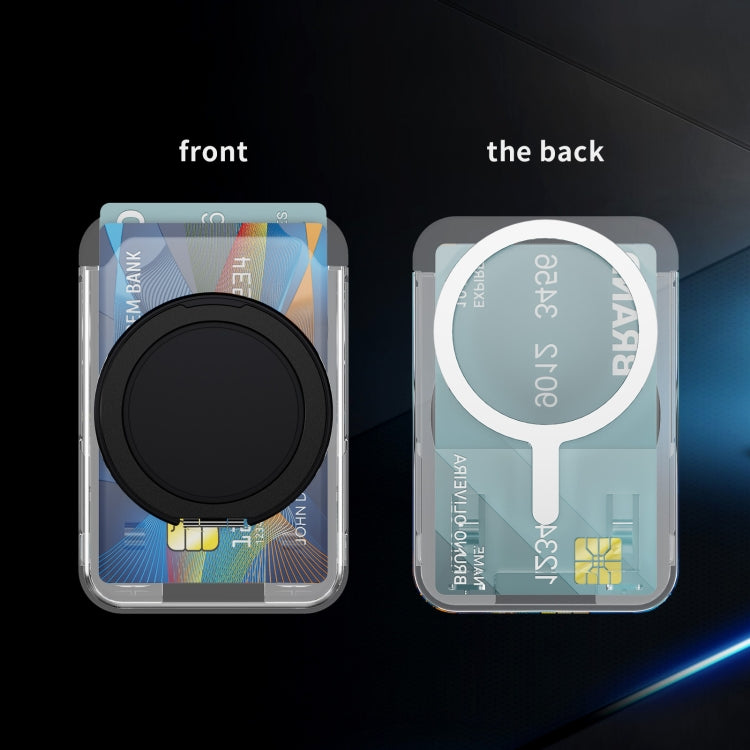 Transparent PC Magnetic Card Bag with 360 Degree Rotating Ring Holder