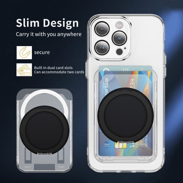 Transparent PC Magnetic Card Bag with 360 Degree Rotating Ring Holder