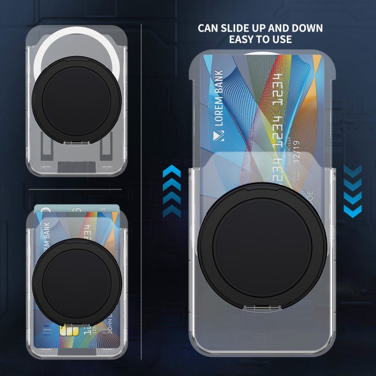 Transparent PC Magnetic Card Bag with 360 Degree Rotating Ring Holder