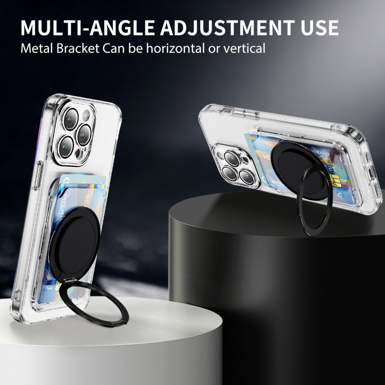 Transparent PC Magnetic Card Bag with 360 Degree Rotating Ring Holder