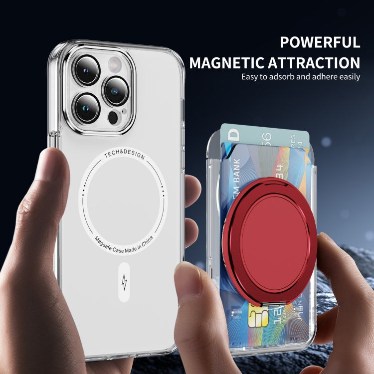 Transparent PC Magnetic Card Bag with 360 Degree Rotating Ring Holder