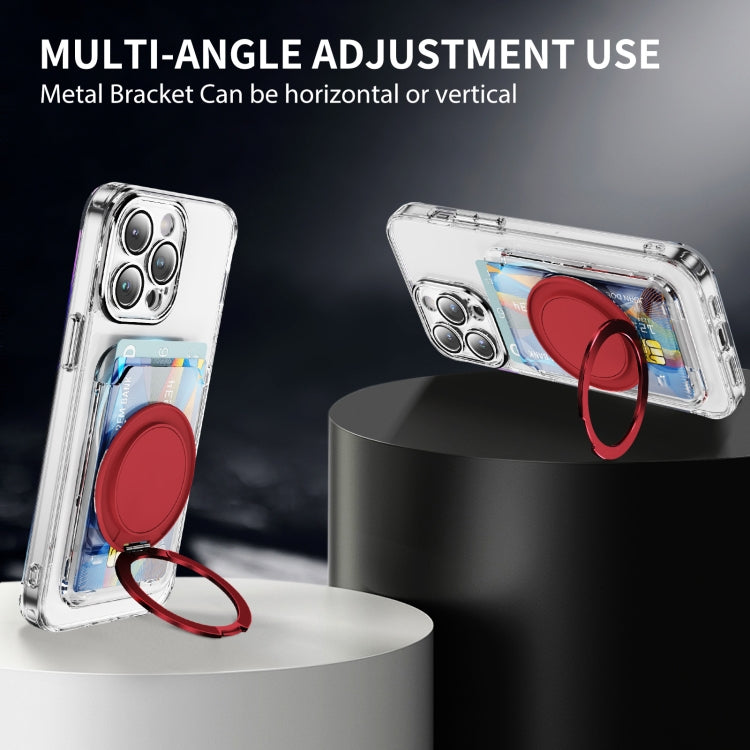 Transparent PC Magnetic Card Bag with 360 Degree Rotating Ring Holder