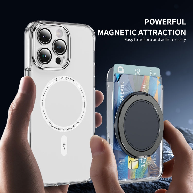 Transparent PC Magnetic Card Bag with 360 Degree Rotating Ring Holder