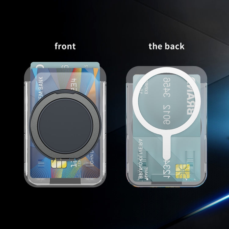 Transparent PC Magnetic Card Bag with 360 Degree Rotating Ring Holder