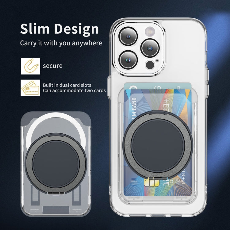 Transparent PC Magnetic Card Bag with 360 Degree Rotating Ring Holder