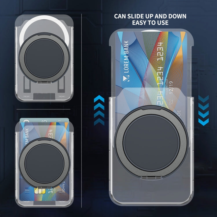 Transparent PC Magnetic Card Bag with 360 Degree Rotating Ring Holder