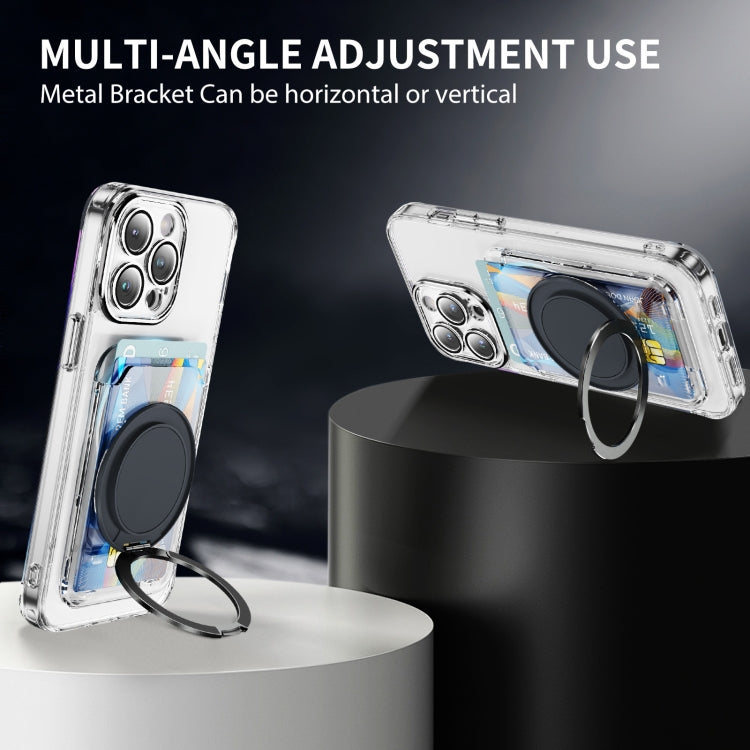 Transparent PC Magnetic Card Bag with 360 Degree Rotating Ring Holder