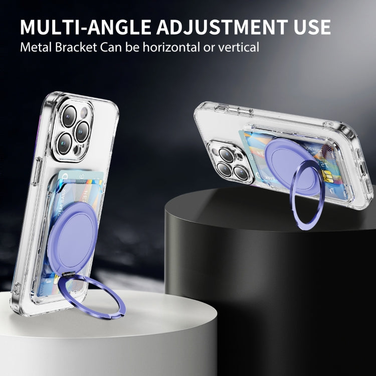 Transparent PC Magnetic Card Bag with 360 Degree Rotating Ring Holder