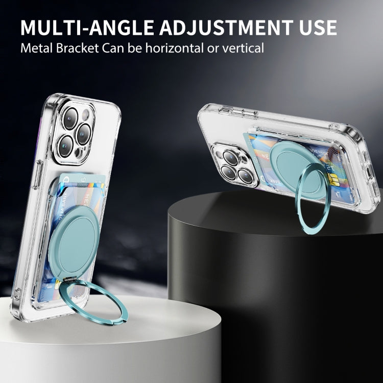 Transparent PC Magnetic Card Bag with 360 Degree Rotating Ring Holder