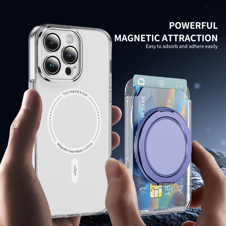 Transparent PC Magnetic Card Bag with 360 Degree Rotating Ring Holder