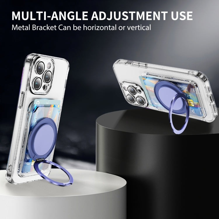 Transparent PC Magnetic Card Bag with 360 Degree Rotating Ring Holder
