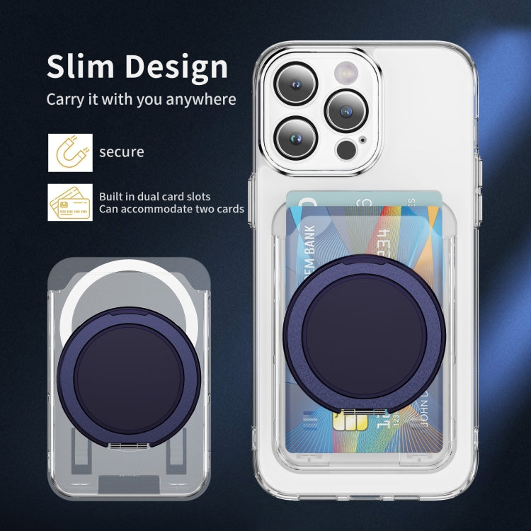 Transparent PC Magnetic Card Bag with 360 Degree Rotating Ring Holder