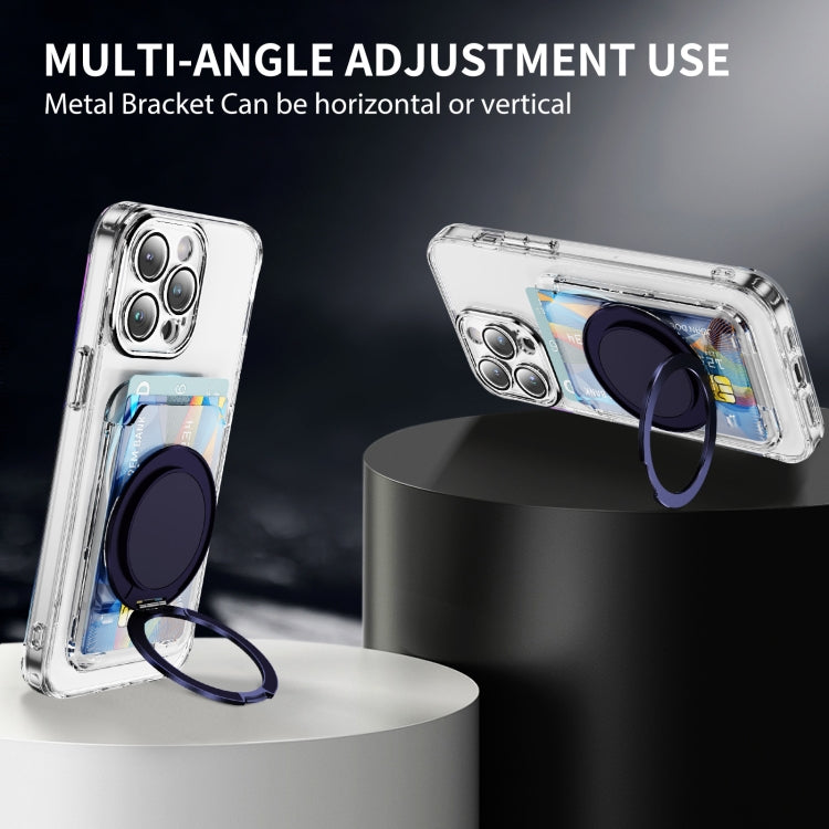 Transparent PC Magnetic Card Bag with 360 Degree Rotating Ring Holder