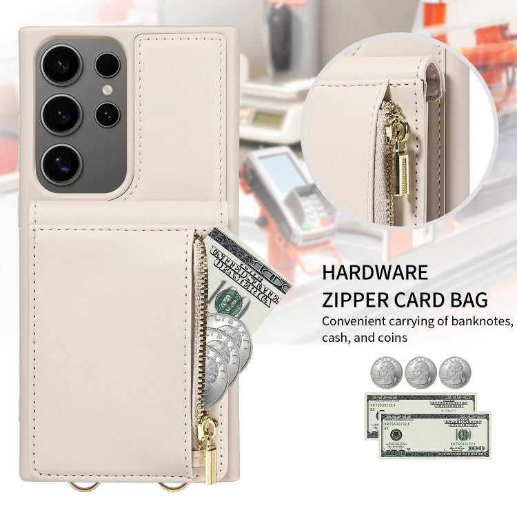For Samsung Galaxy S25 Ultra 5G Crossbody Lanyard Zipper Wallet Leather Phone Case