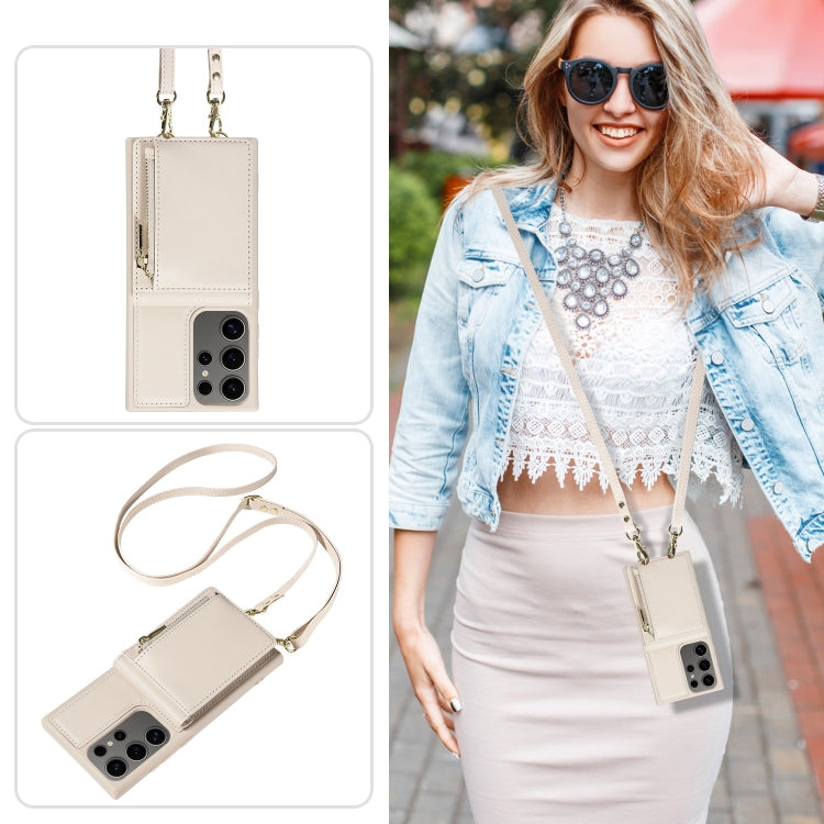 For Samsung Galaxy S25 Ultra 5G Crossbody Lanyard Zipper Wallet Leather Phone Case