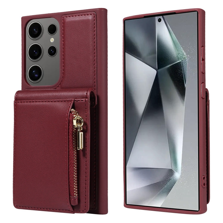 For Samsung Galaxy S25 Ultra 5G Crossbody Lanyard Zipper Wallet Leather Phone Case