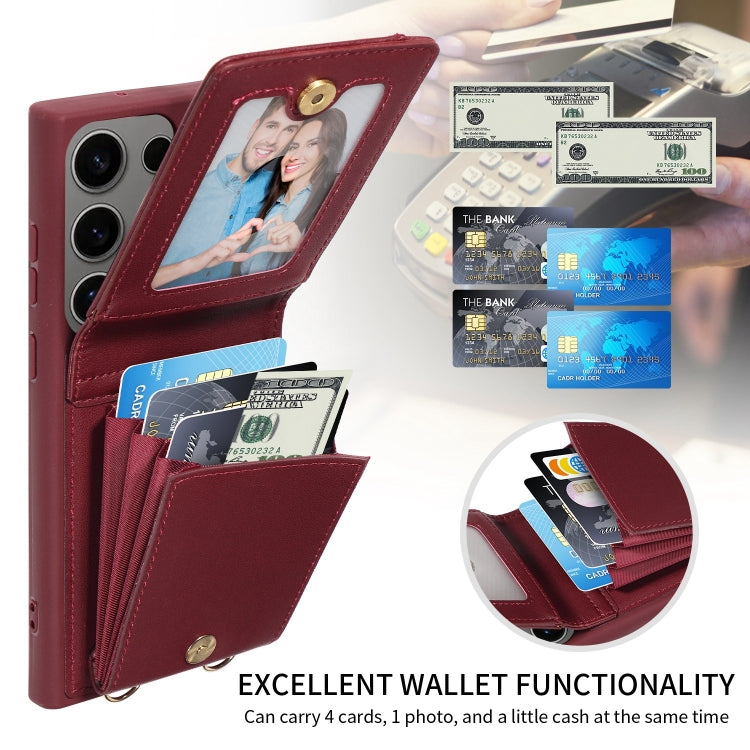 For Samsung Galaxy S25 Ultra 5G Crossbody Lanyard Zipper Wallet Leather Phone Case