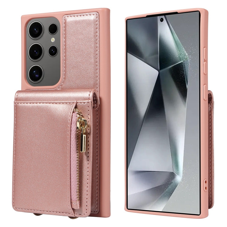 For Samsung Galaxy S25 Ultra 5G Crossbody Lanyard Zipper Wallet Leather Phone Case