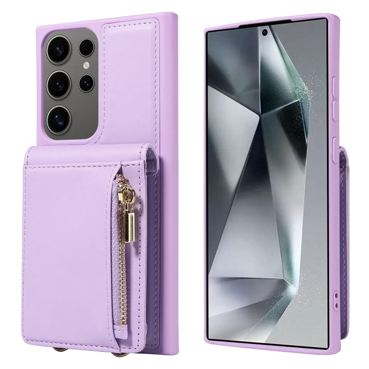 For Samsung Galaxy S25 Ultra 5G Crossbody Lanyard Zipper Wallet Leather Phone Case