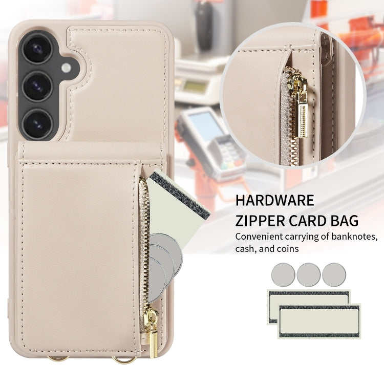 For Samsung Galaxy S24 FE 5G Crossbody Lanyard Zipper Wallet Leather Phone Case