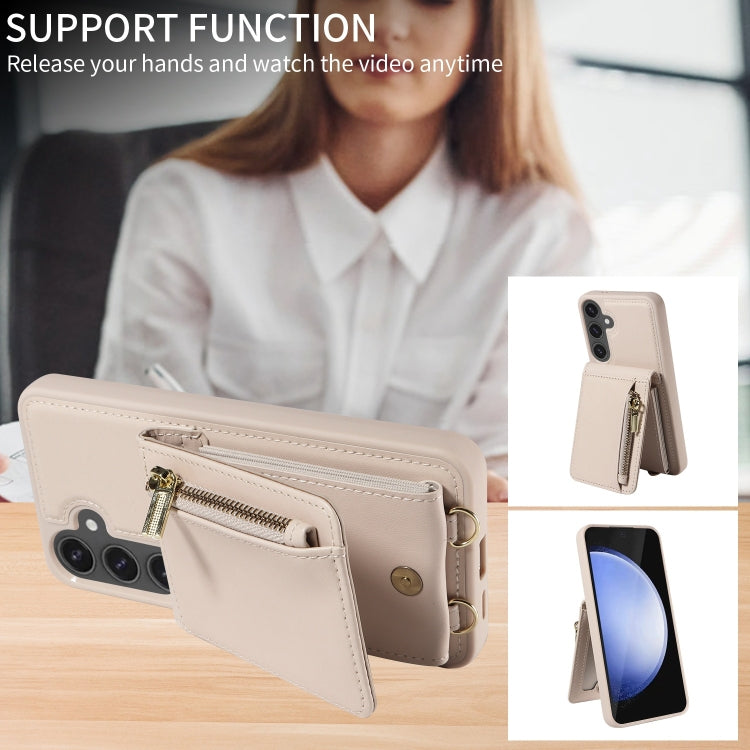 For Samsung Galaxy S24 FE 5G Crossbody Lanyard Zipper Wallet Leather Phone Case