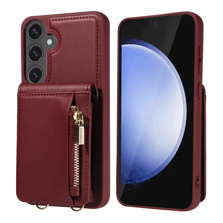 For Samsung Galaxy S24 FE 5G Crossbody Lanyard Zipper Wallet Leather Phone Case