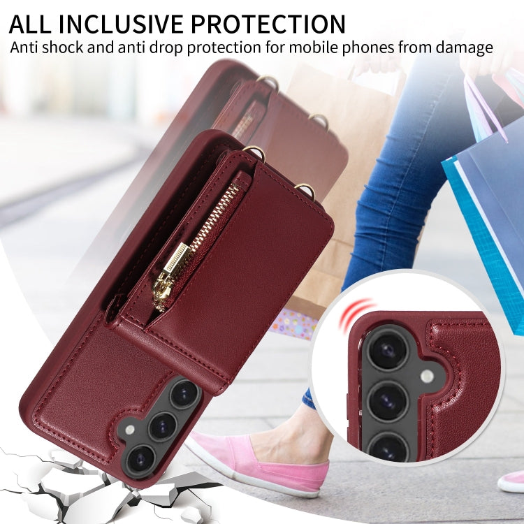For Samsung Galaxy S24 FE 5G Crossbody Lanyard Zipper Wallet Leather Phone Case