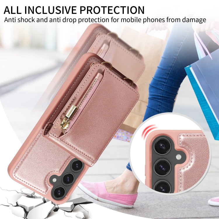 For Samsung Galaxy S24 FE 5G Crossbody Lanyard Zipper Wallet Leather Phone Case