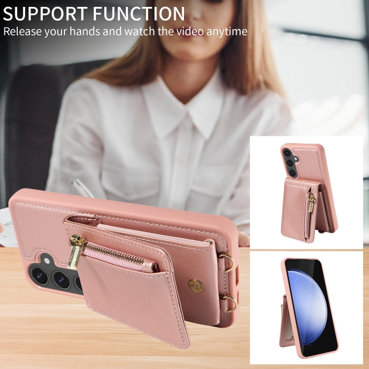For Samsung Galaxy S24 FE 5G Crossbody Lanyard Zipper Wallet Leather Phone Case
