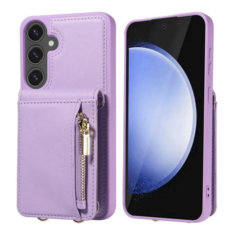 For Samsung Galaxy S24 FE 5G Crossbody Lanyard Zipper Wallet Leather Phone Case