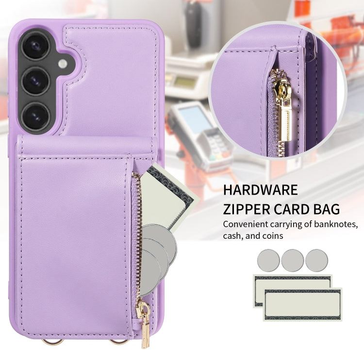 For Samsung Galaxy S24 FE 5G Crossbody Lanyard Zipper Wallet Leather Phone Case