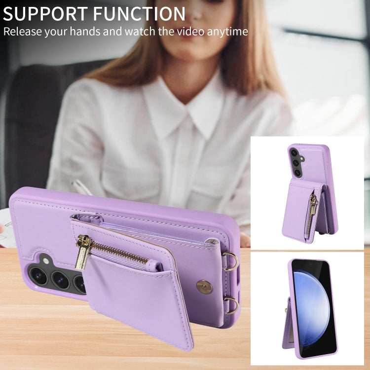 For Samsung Galaxy S24 FE 5G Crossbody Lanyard Zipper Wallet Leather Phone Case