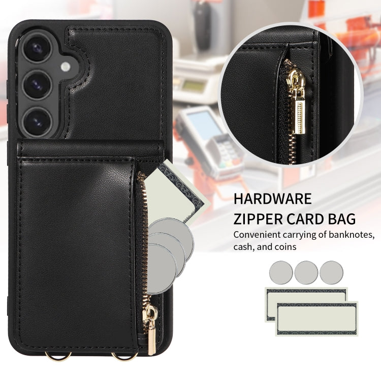 For Samsung Galaxy S24 FE 5G Crossbody Lanyard Zipper Wallet Leather Phone Case