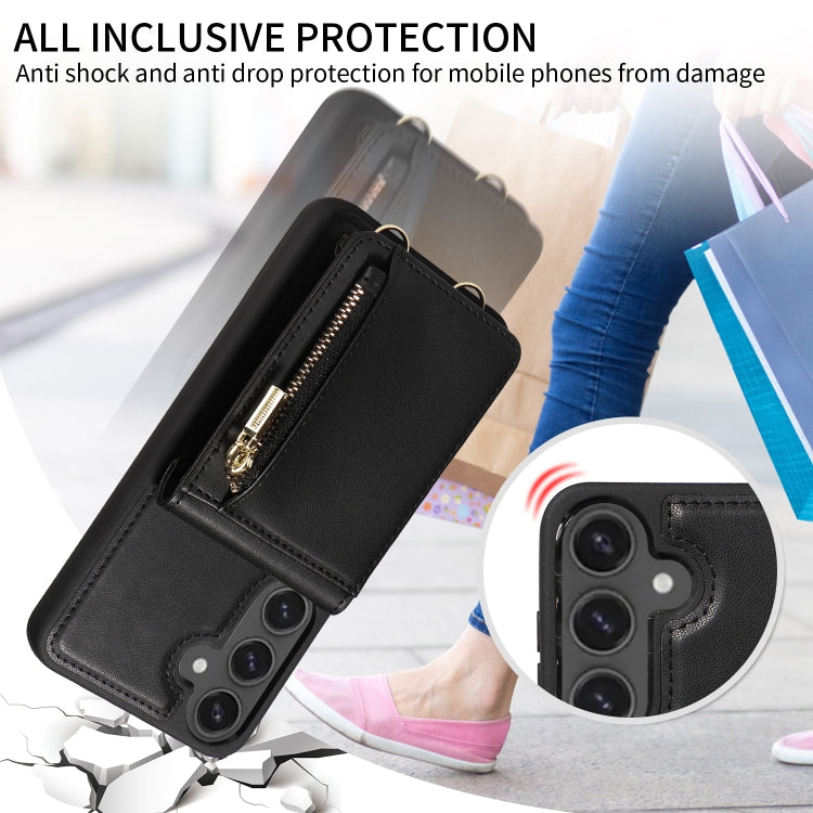 For Samsung Galaxy S24 FE 5G Crossbody Lanyard Zipper Wallet Leather Phone Case